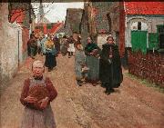 Frans van Leemputten The Distribution of Bread in the Village Spain oil painting artist